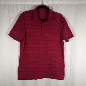 Structure Polo Shirt Men's Large Red Striped Short Sleeve 1/4 Button